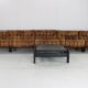 70s living room set in cognac brown leather with black wenge wood frame