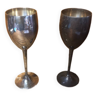 Paire de verre à vin métal argenté vintage