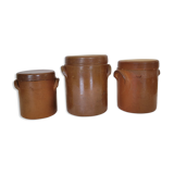 Set of 3 pots with sandstone lids