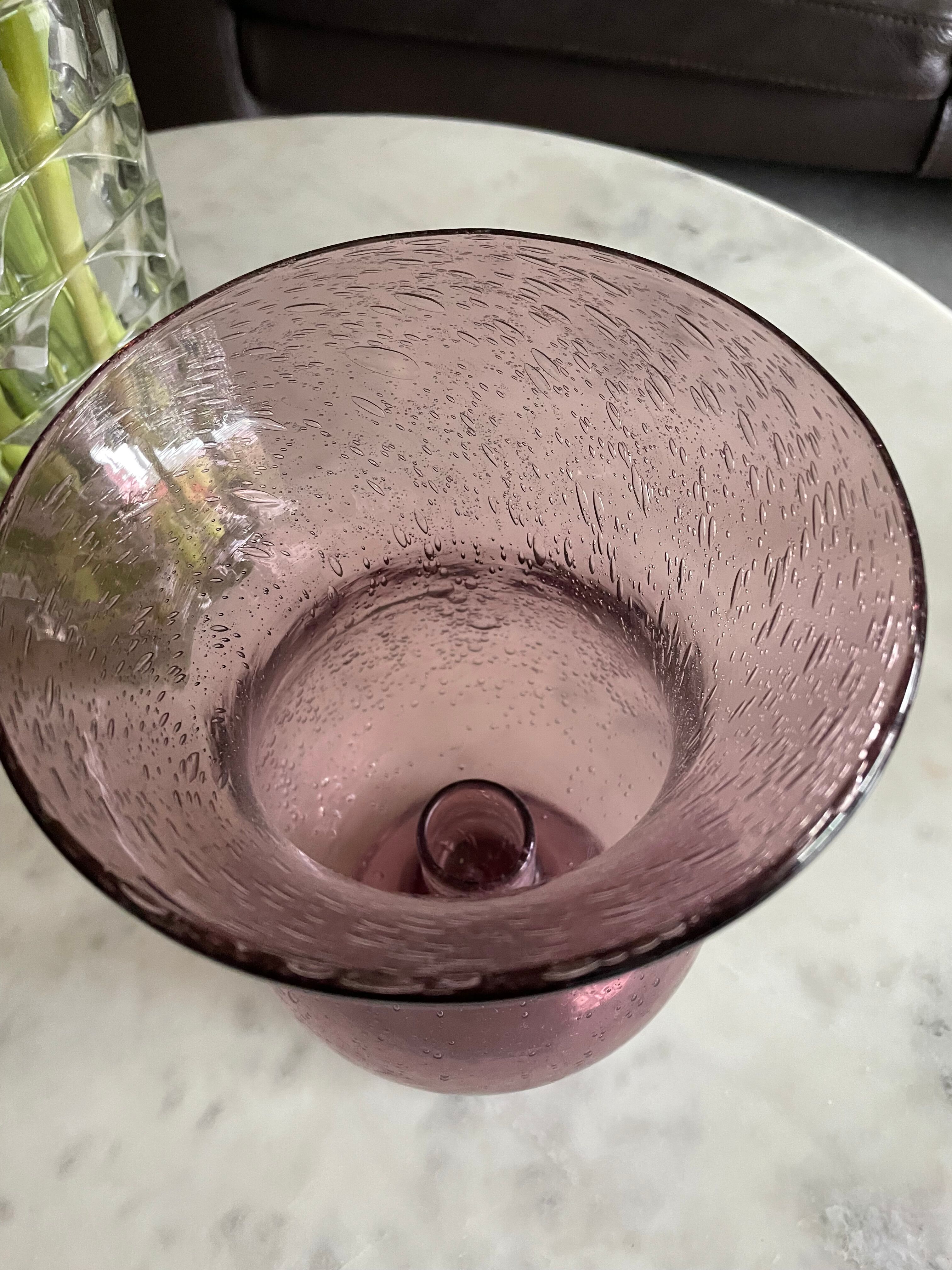 Pink glass photophore by Biot