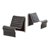 Paire de chaises longues en cuir et aluminium oar Eric Sigfrid Persson années 60 70