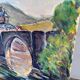 Landscape village old gouache bridge / paper 65/50cm