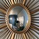 Golden Metal Sun Mirror with Convex Mirror by Chaty Vallauris. French Work
