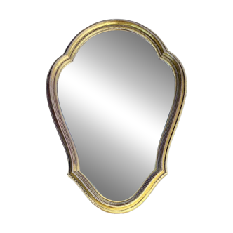 Miroir mural vintage en bois doré - H35 cm