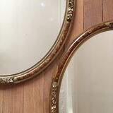 Pair of oval mirrors with stucco and lasca frame 55x44cm
