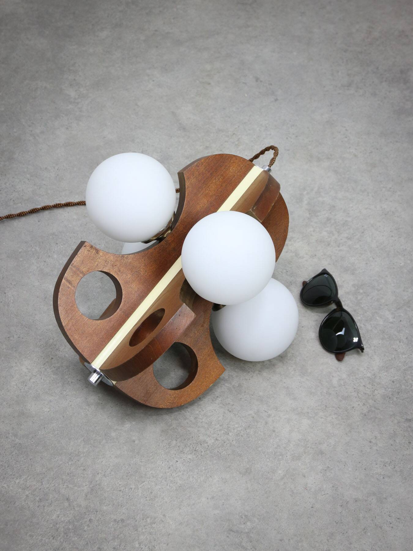Mid-Century Scandinavian Chrome & Opaline Chandelier, 1960s