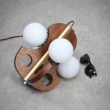 Lustre Mid-Century Scandinave en Chrome et Opaline, 1960s