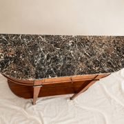 Console half-moon style Directoire/Louis XVI in cherry wood and marble.