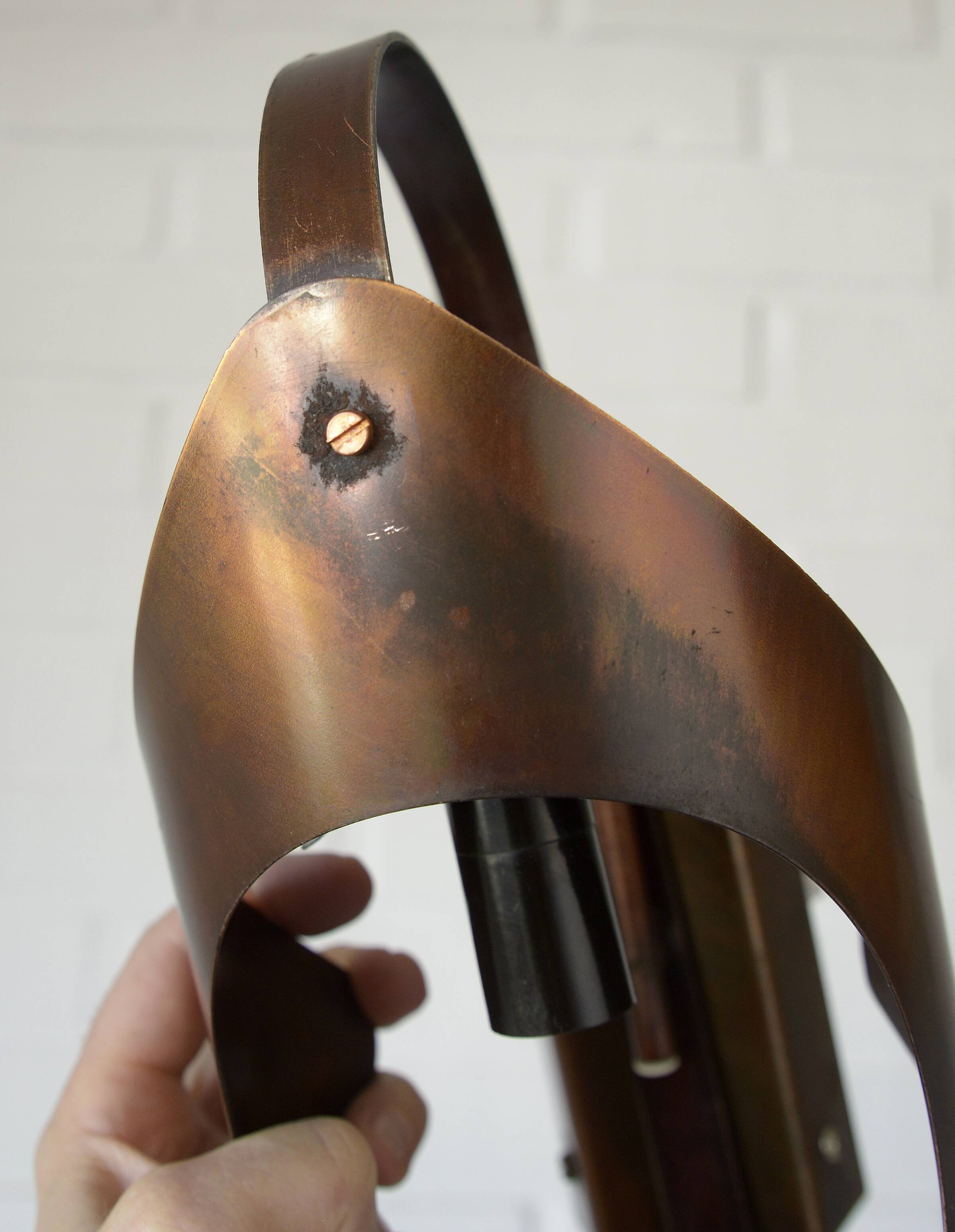 Brutalist sconce vintage wall lamp space age copper lamp 1970 light fixture