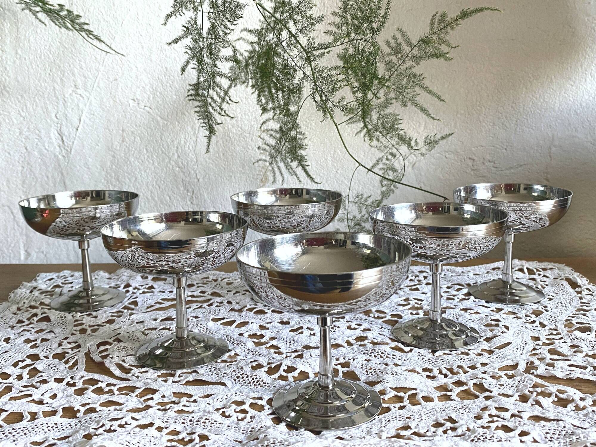 Set of 6 Vintage Letang and Rémy Ice Cream Bowls - 1970
