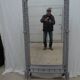 Large bamboo-style wooden cheval mirror, 19th century, Napoleonic II period.