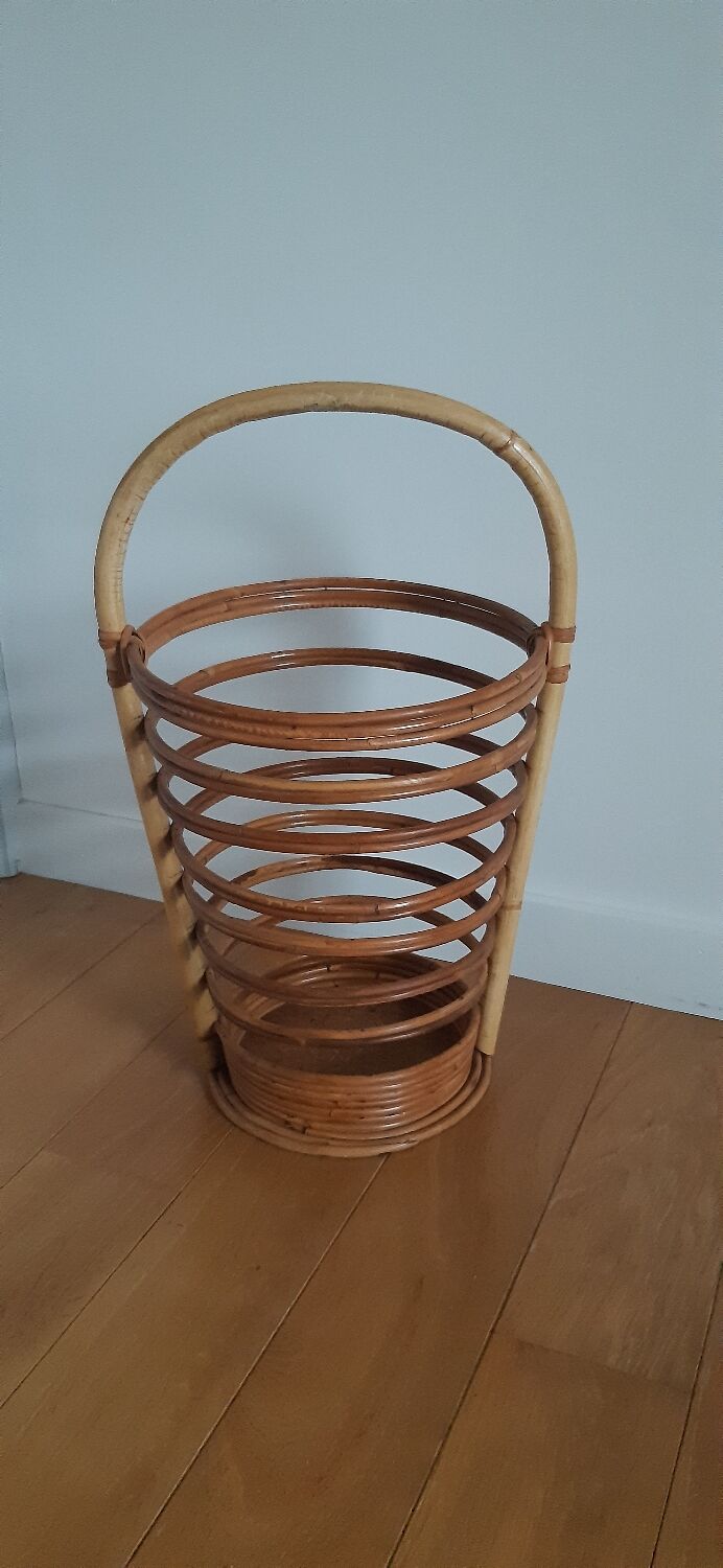 Vintage rattan umbrella stand