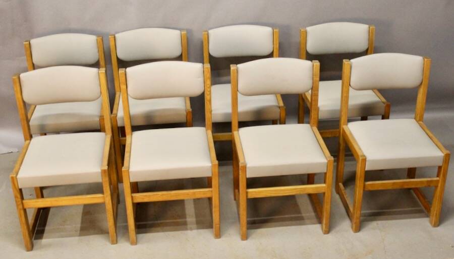 Set of 8 Brutalist Dining Chairs, 20th Century