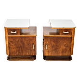 Set of Two Art Déco nightstands, by Jindřich Halabala, 1940s Czechoslovakia