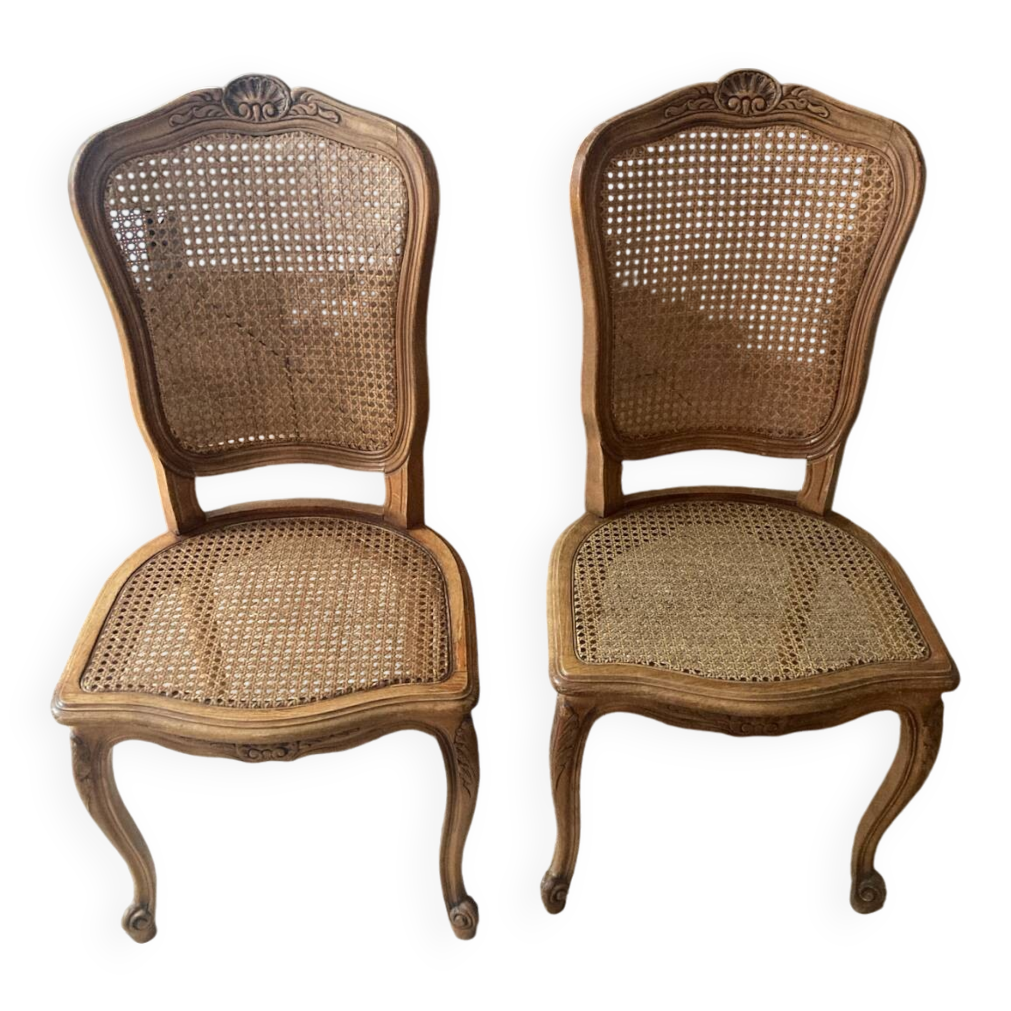 Two caned chairs