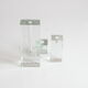 Glass block candlesticks and solifleur vase by Walther glass, Germany 1960s.