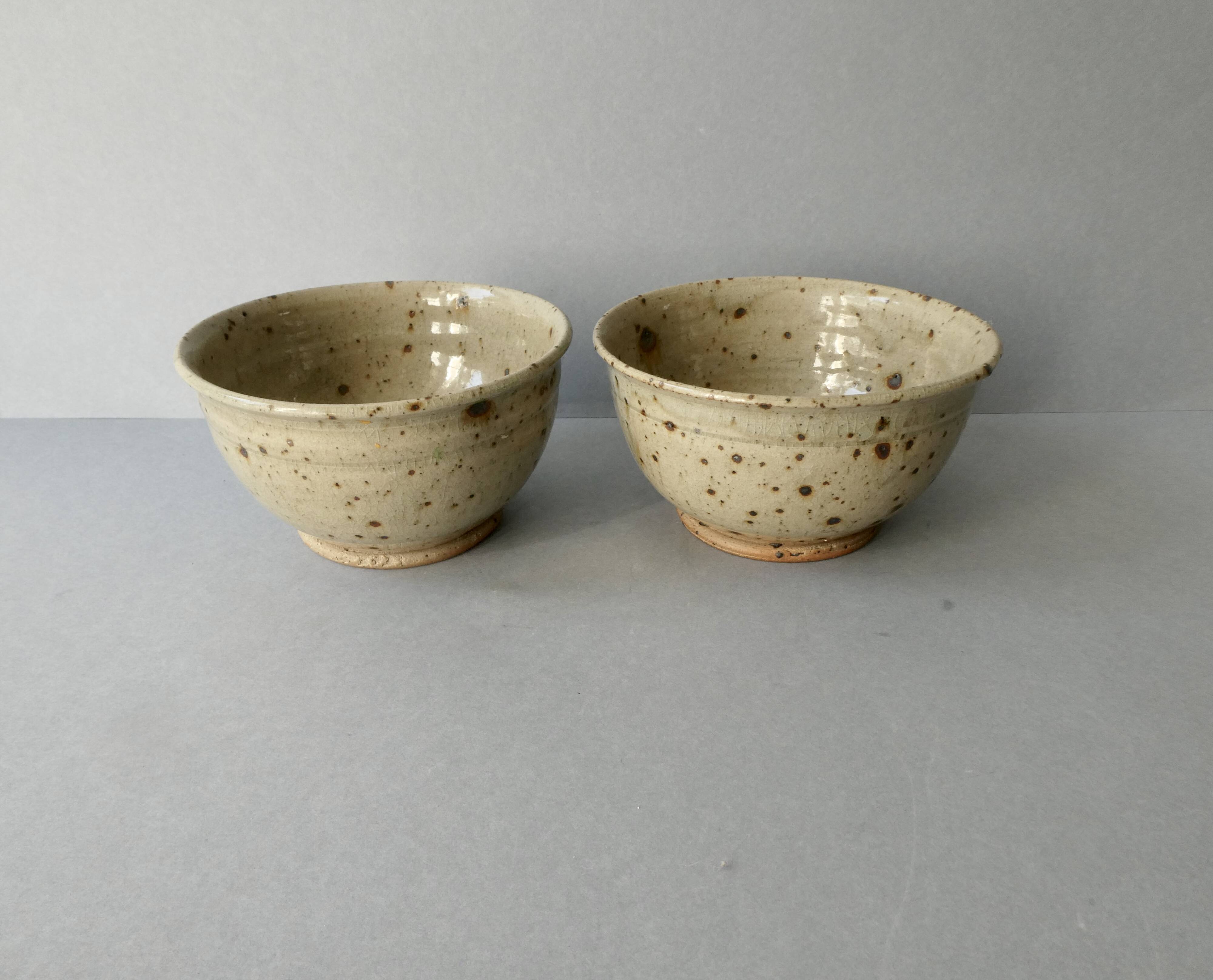 2 stoneware bowls signed, Rémi Bohnert, la Borne, 1970s