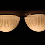 1970s Pair of Ceilink or Wall Lights in Milky Glass, Czechoslovakia