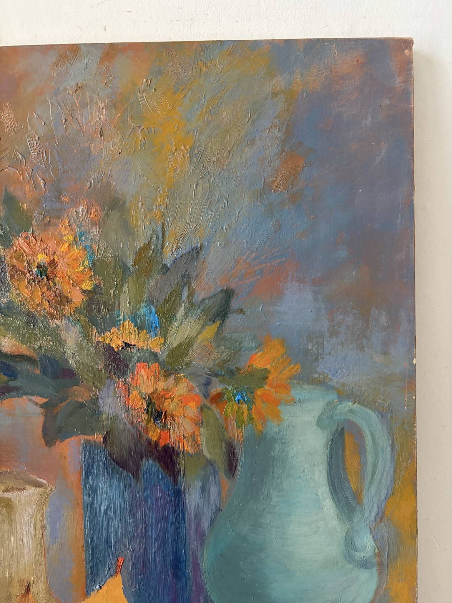 Still life with pears, oil on canvas signed Marina Gawlet.
