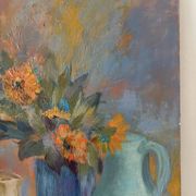 Still life with pears, oil on canvas signed Marina Gawlet.