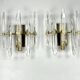 Sciolari, set of two large sconces in glass and gilded brass. Italy 1970s