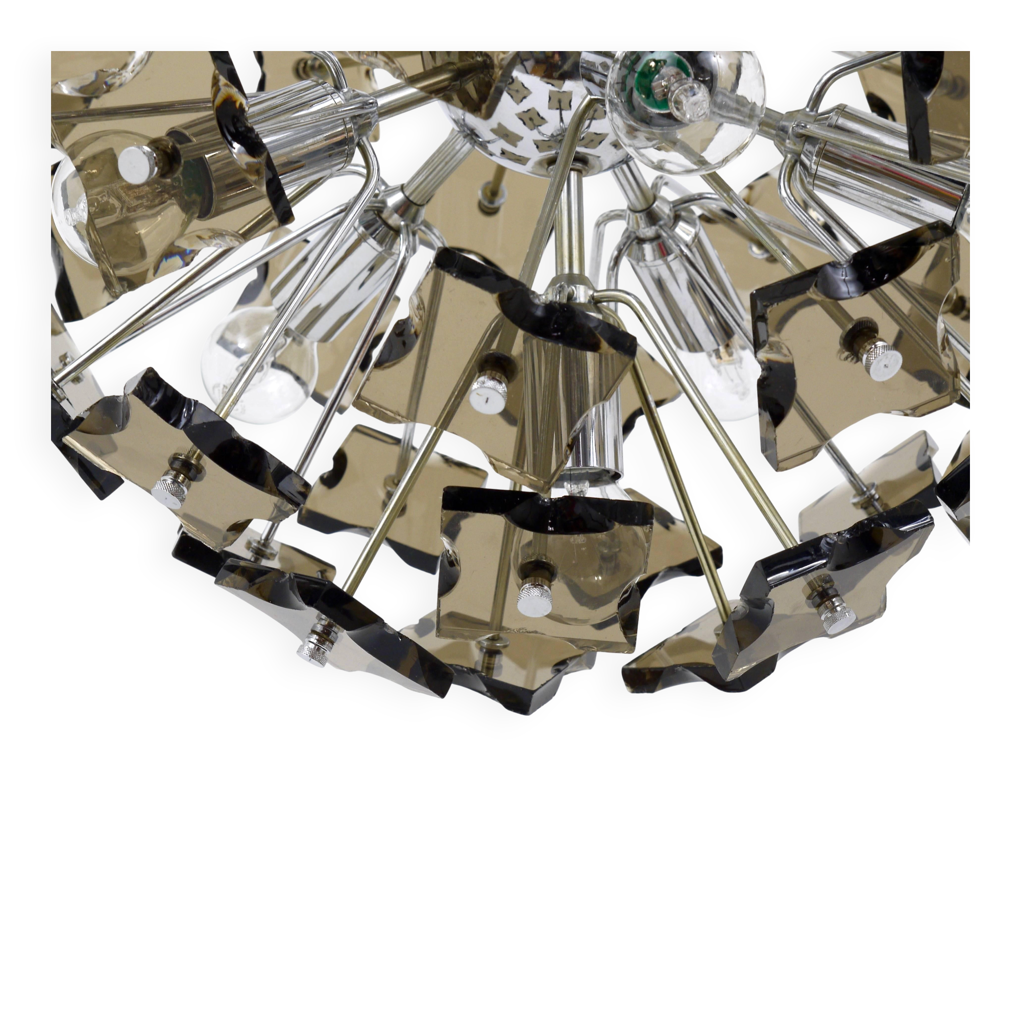 Cut glass Sputnik chandelier Fontana Arte Mid-20th century