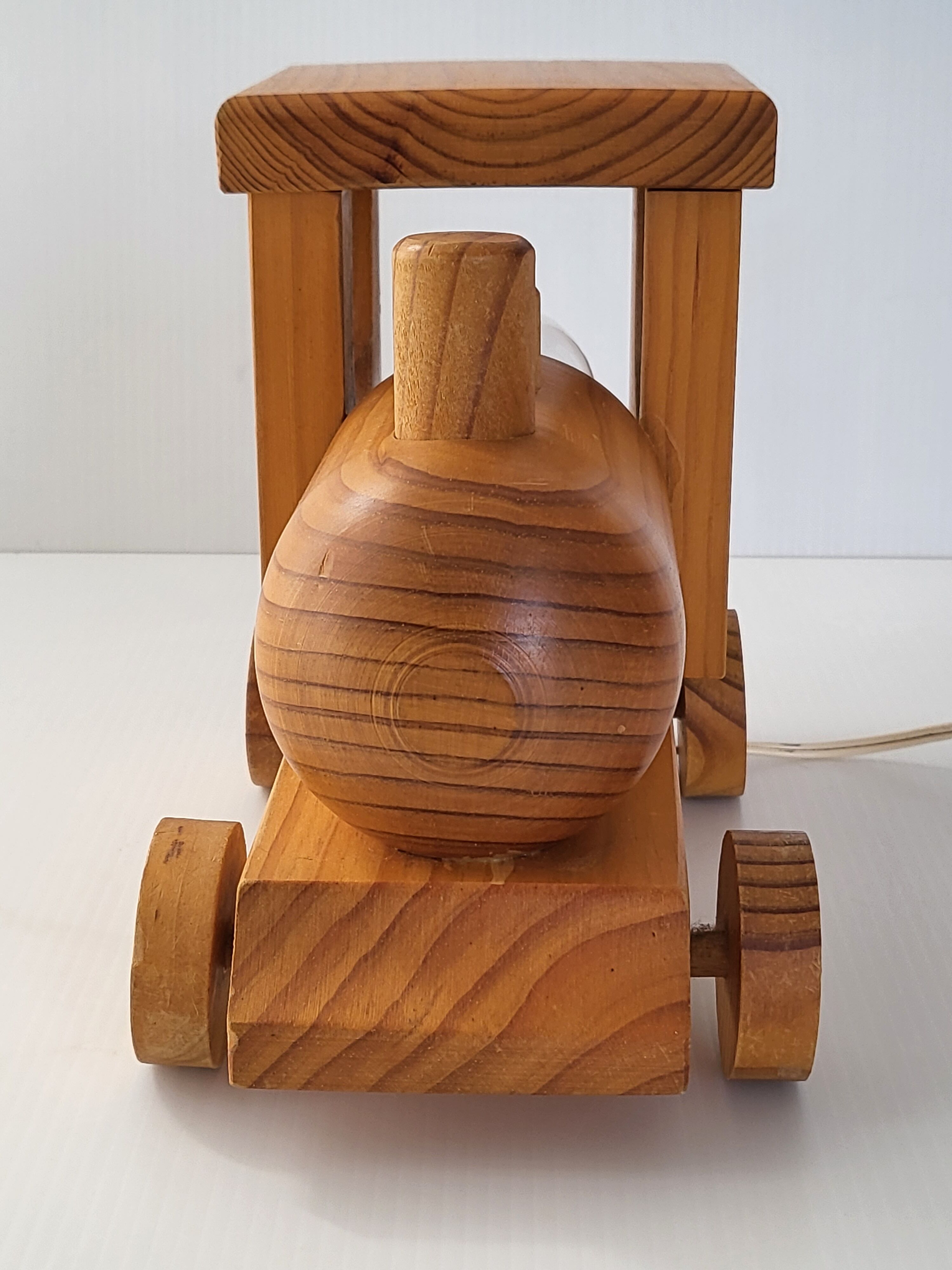 Vintage 1970 pine locomotive lamp