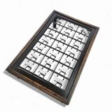 French brutalist coffee table, forged wrought iron, shepherd with dog and his herd, 1970s, transparent glass top