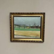 Original Swedish Oil on Panel – “Red Cottages” by Unknown Artist– Signed – Vintage & Framed – 48 × 40 cm (18.8" × 15.7")