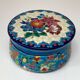 Enamelled faience jewellery box Longwy floral decoration