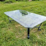 Italian glass and wrought iron coffee table