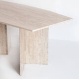 Table à manger en marbre travertin, Italie, années 90