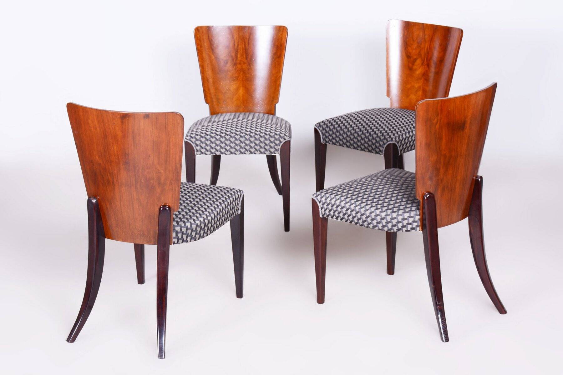 Art Deco Chairs in Beech attributed to Jindřich Halabala for Up Závody, Czechia, 1930s, Set of 4