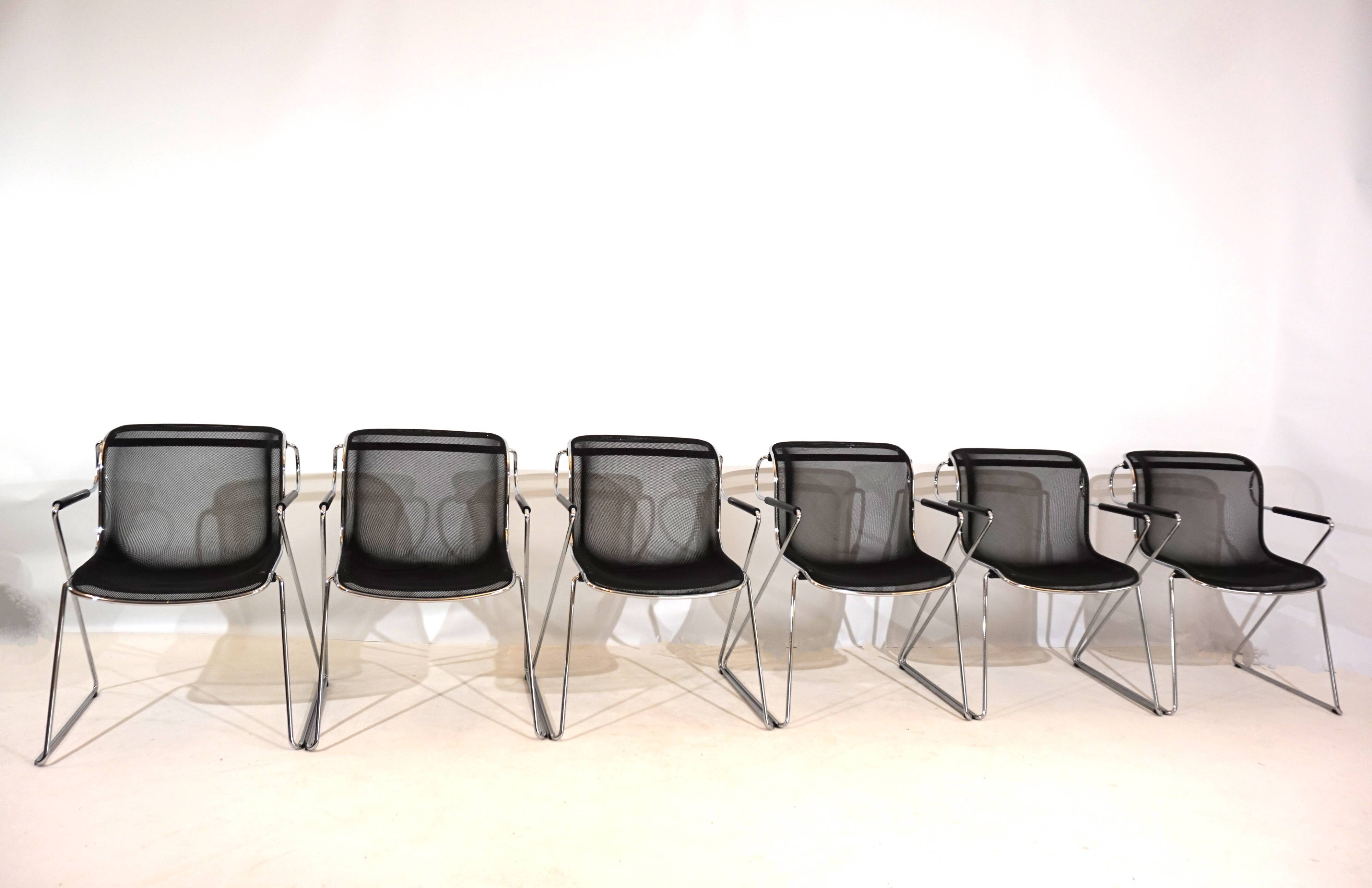 Set of 6 Castelli Penelope dining/conference chairs by Charles Pollock