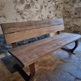Vintage garden bench – oak and cast iron – from the 1960s