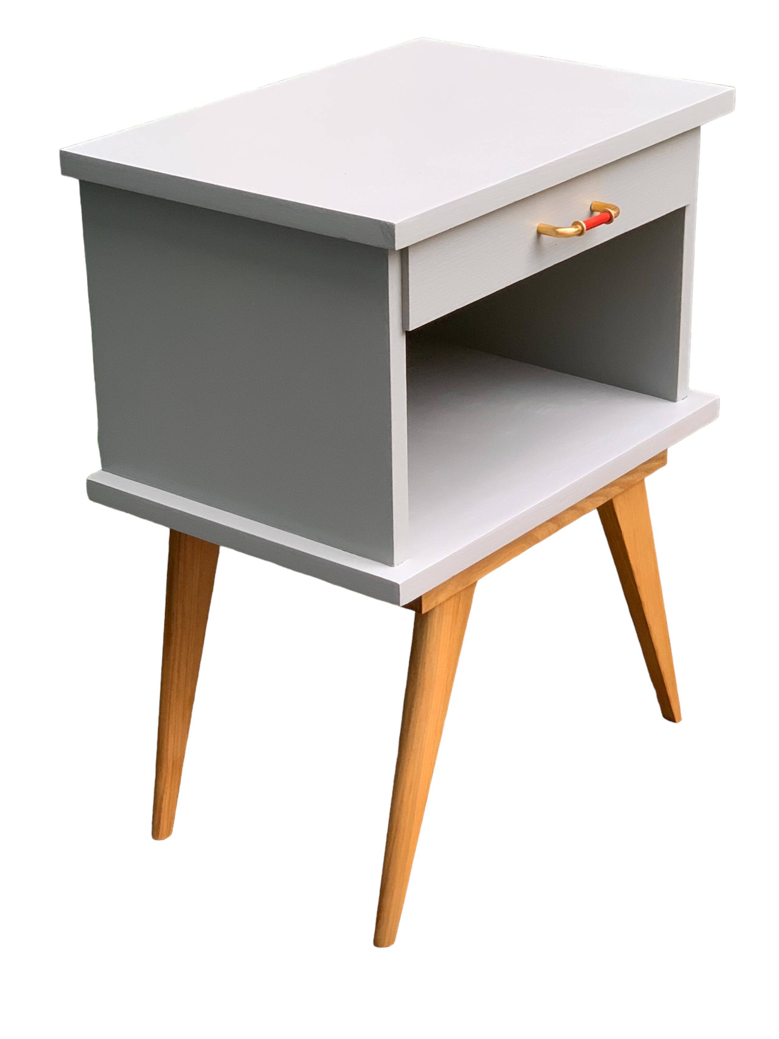 Pair of vintage 1950s compass foot bedside tables