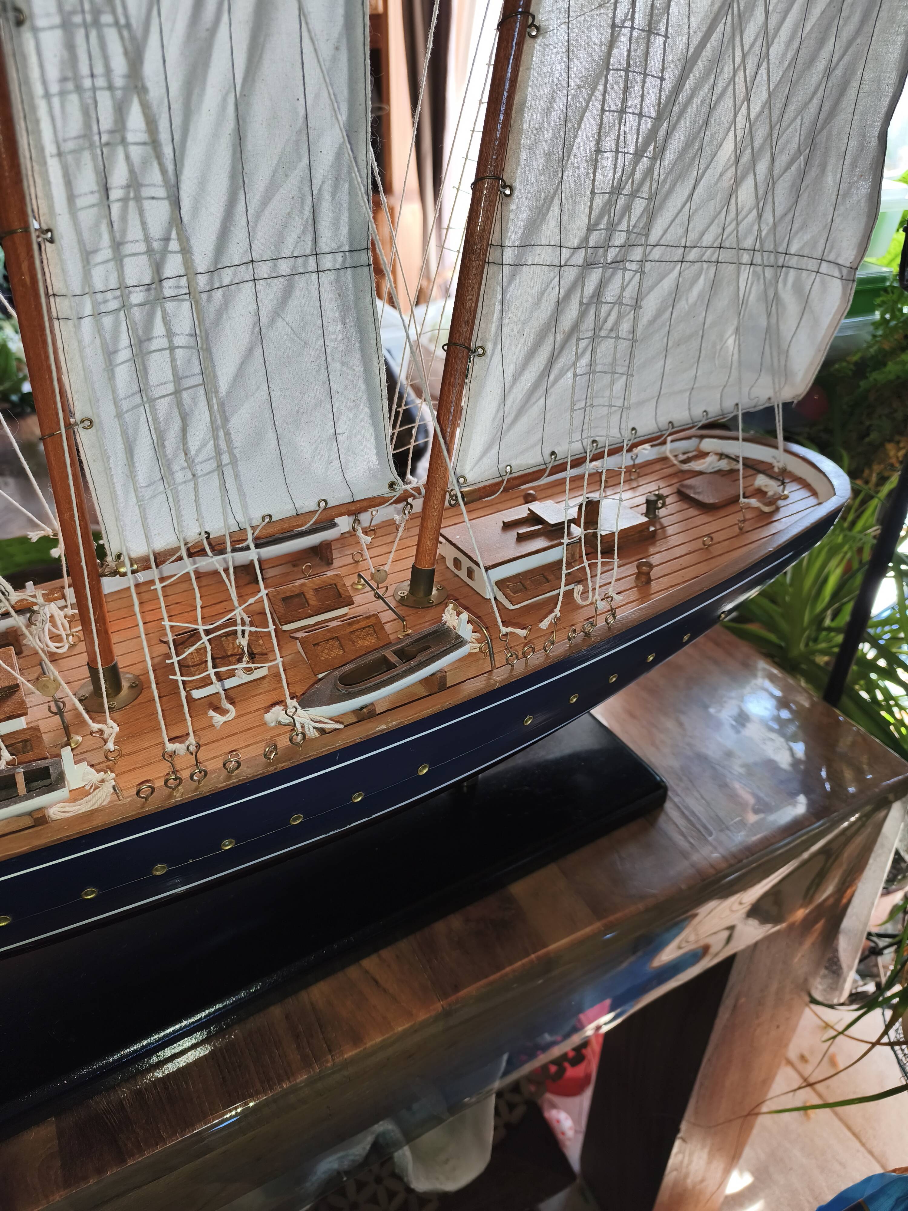 Large model of a three-masted ship, 105 cm x 100 cm x 20 cm.