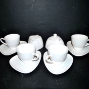 Alessi Design Colombina Style 4-Cup Porcelain Coffee Set