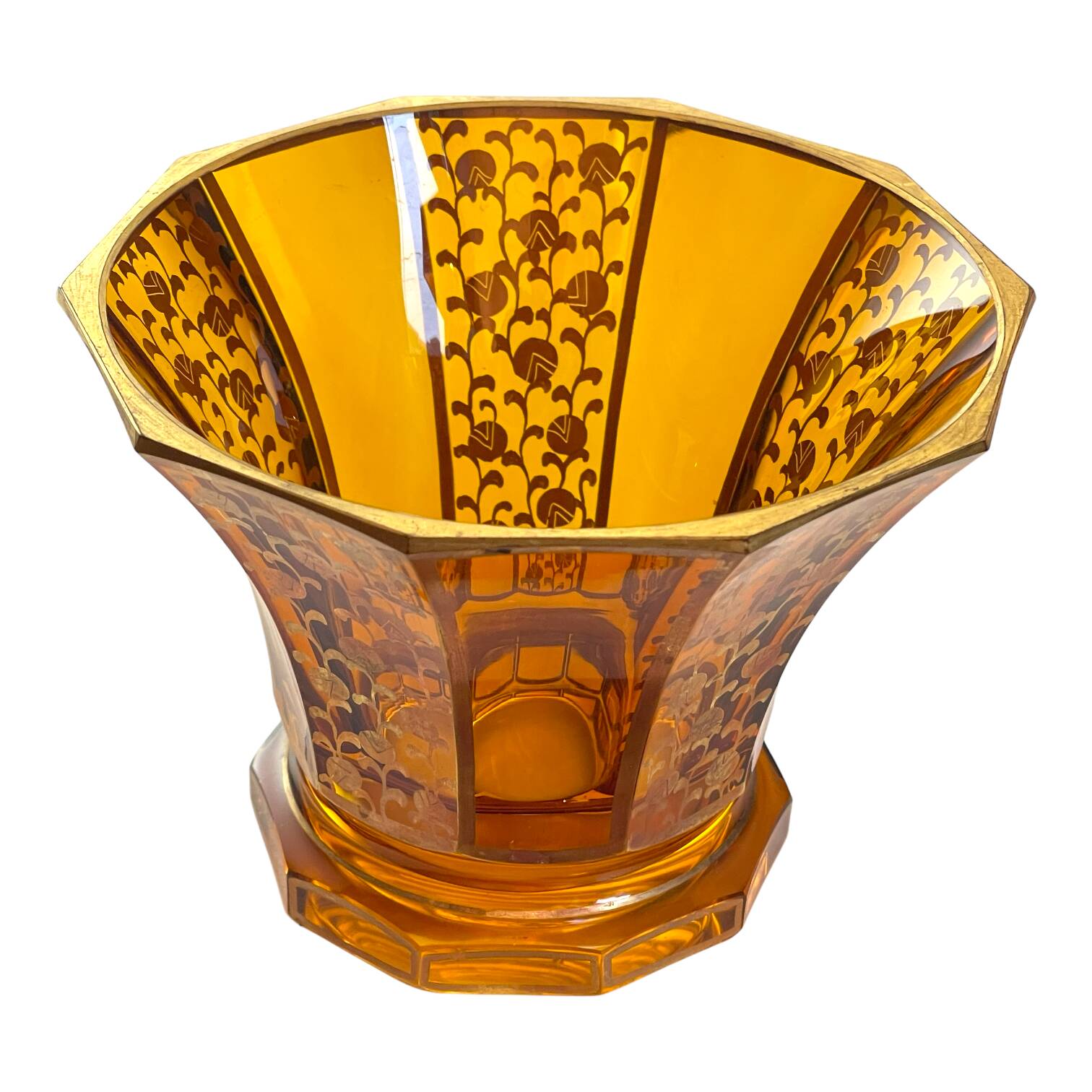 vase Art Déco, cristal taillé moderniste, Moser Karlsbad