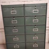 10-compartment metal locker with hinged door from the 50s