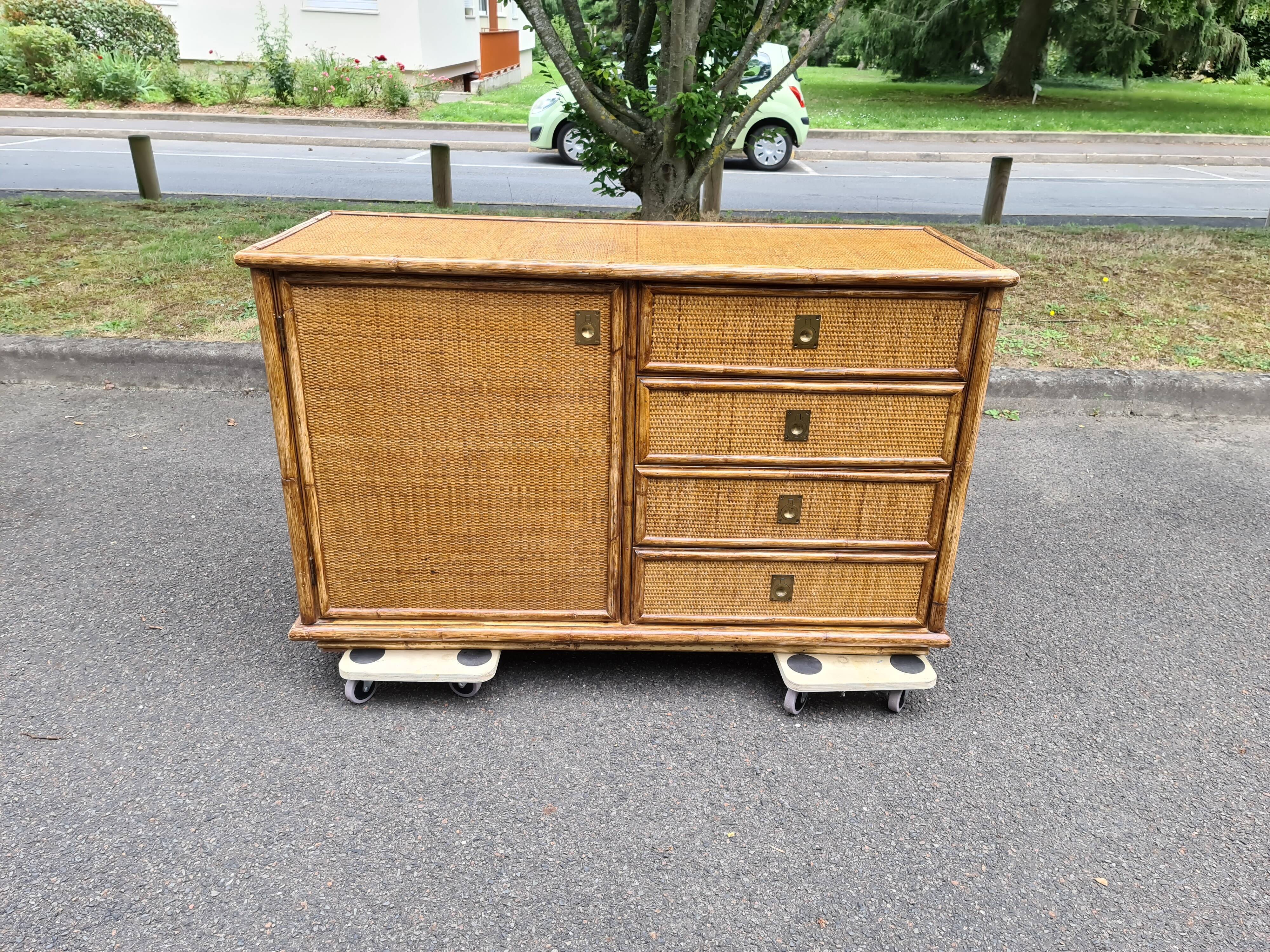 Bamboo rattan buffet Dal Vera 1960-70
