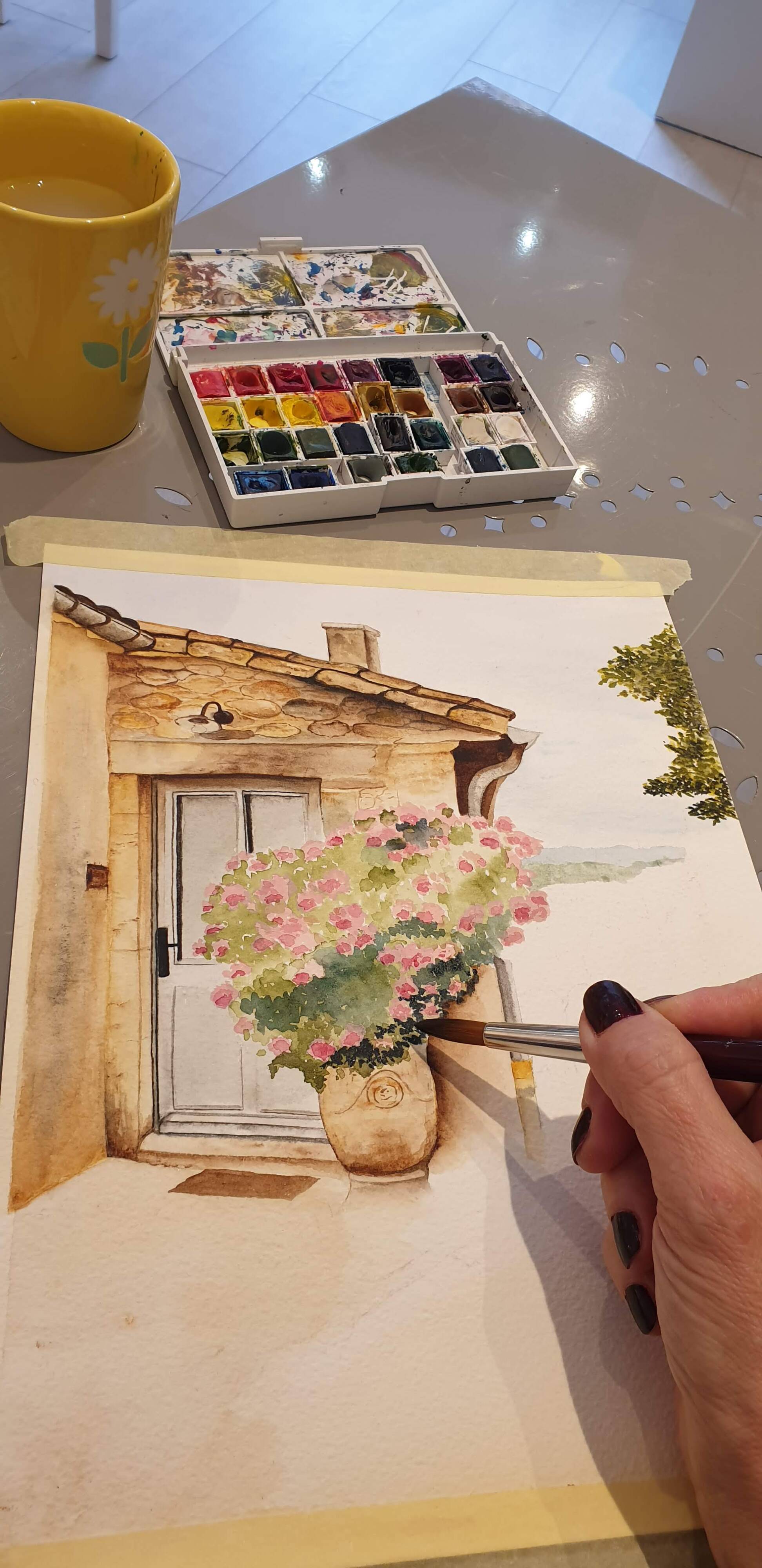 Fine art print of watercolor "Bormes-les-Mimosas"