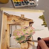 Fine art print of watercolor "Bormes-les-Mimosas"