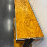 Steel and elm burl console circa 1970