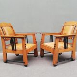 Pair of constructivist armchairs amsterdam school circa 1920