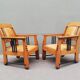 Paire fauteuils constructivistes ecole d'amsterdam vers 1920