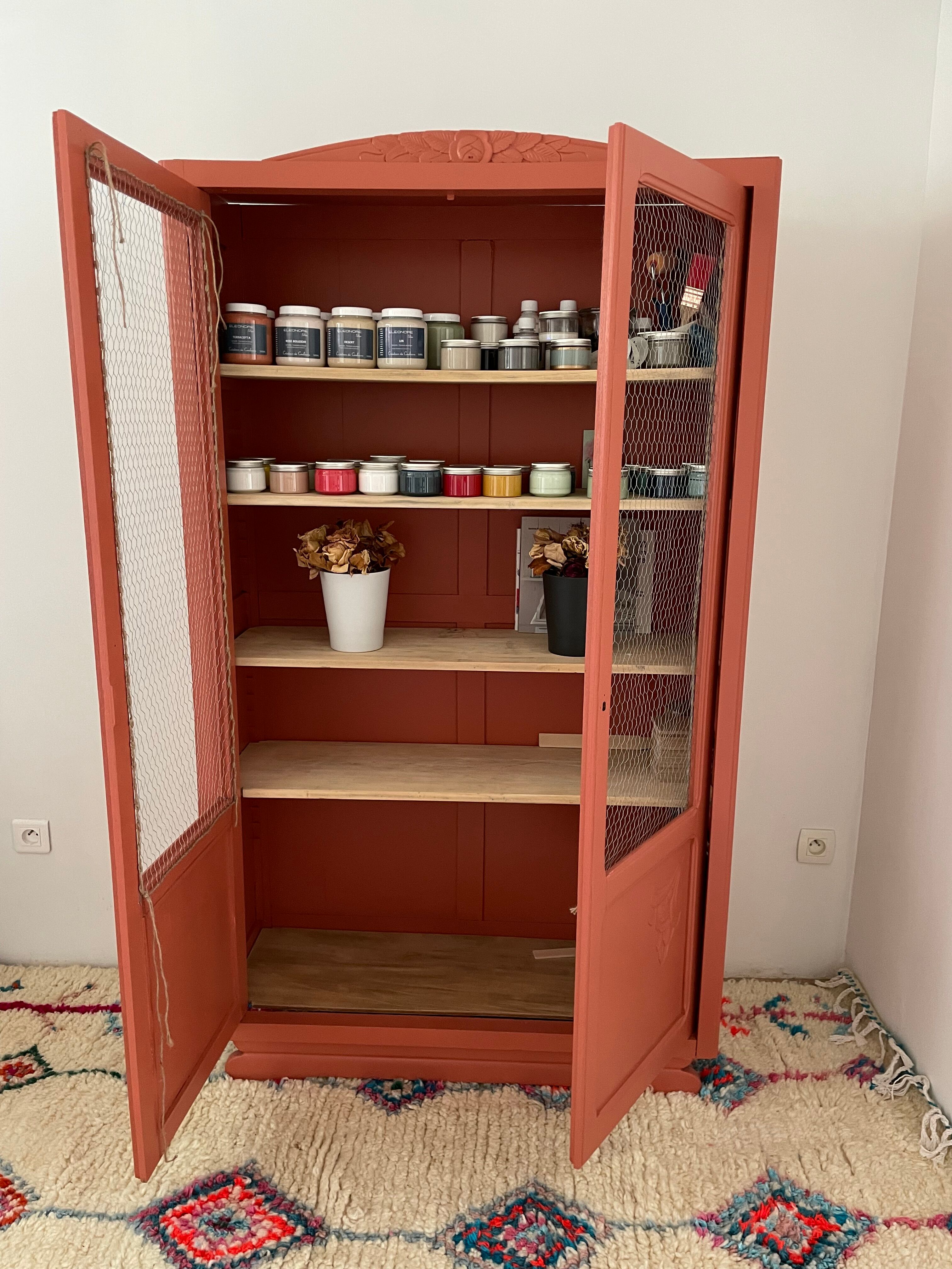 Vintage art deco terracotta wardrobe