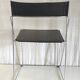 Modernist design chair chrome metal and black leather - 70s