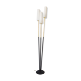 Floor lamp 3 lights brass opalines 60s