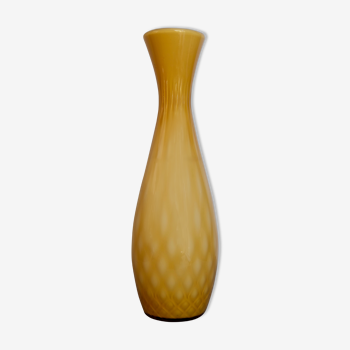 Vase ambre italien vintage en verre soufflé de Murano